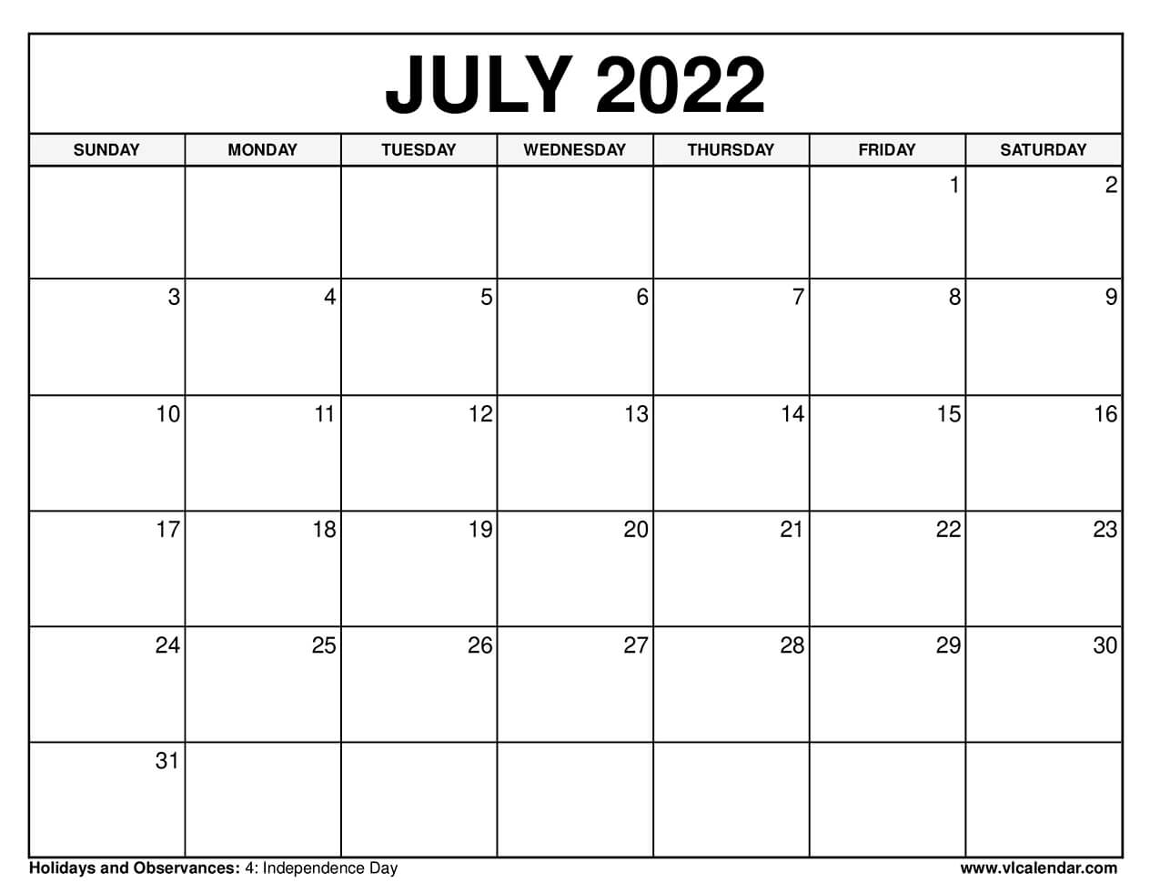 Free Printable July 2022 Calendars Wiki Calendar July 2022 Calendars 