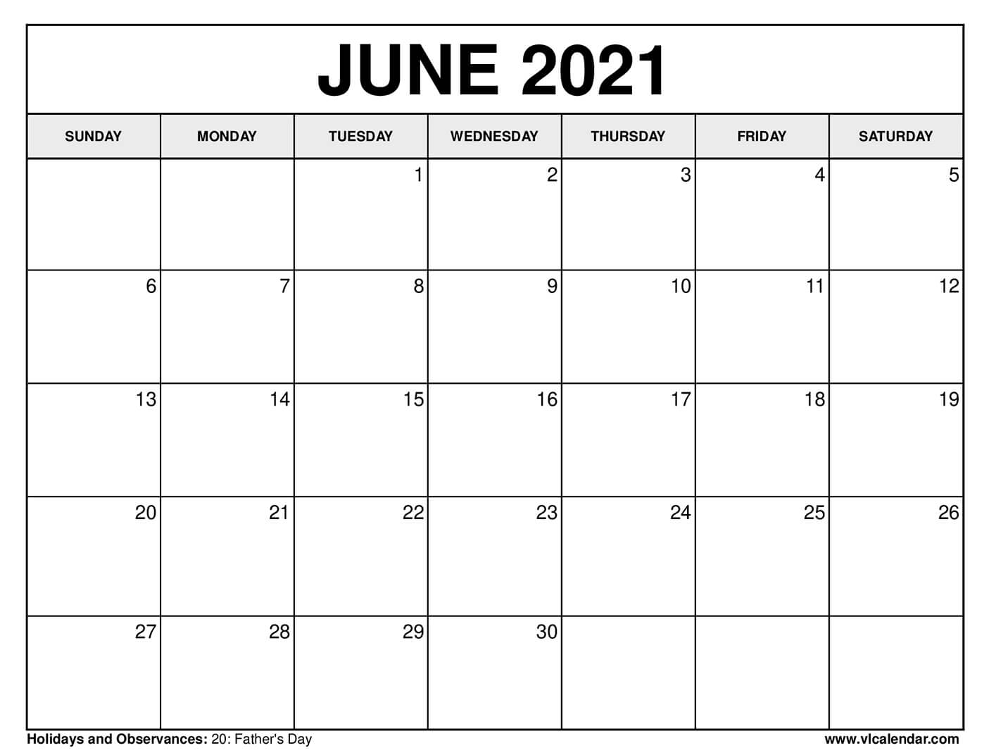 June 2021 Monthly Calendar Printable Printable Word Searches