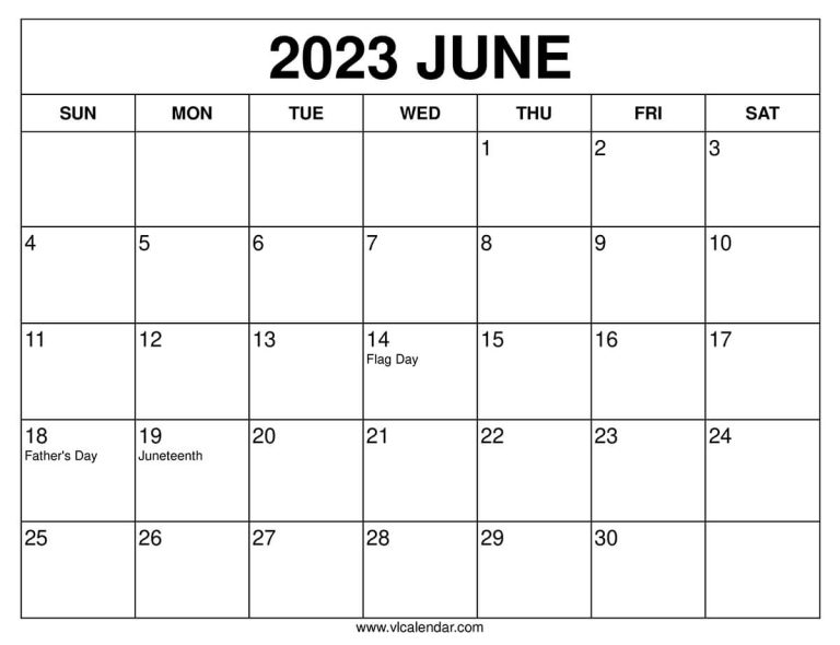 June 2023 Calendar Printable Templates with Holidays - VL Calendar