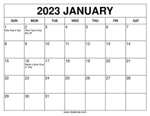 January 2023 Calendar Printable Templates with Holidays