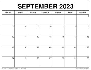 September 2023 Calendar Printable Templates with Holidays