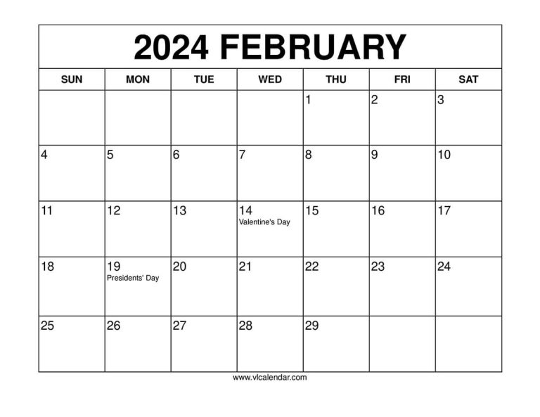 February 2024 Calendar Printable Templates with Holidays