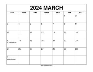 March 2024 Calendar Printable Templates with Holidays