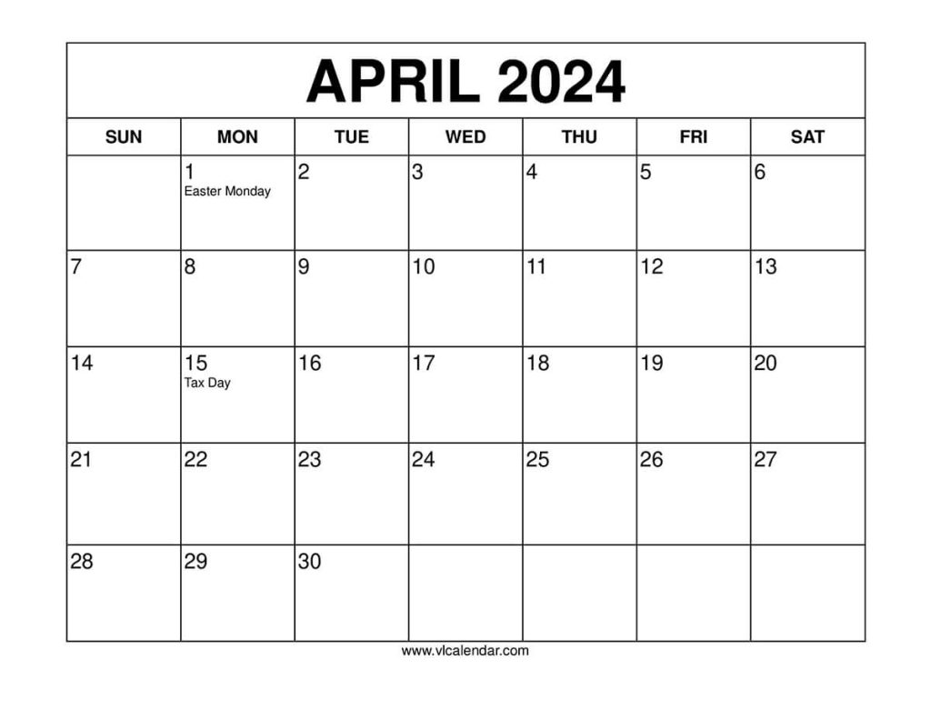 April 2024 Calendar Printable Templates with Holidays