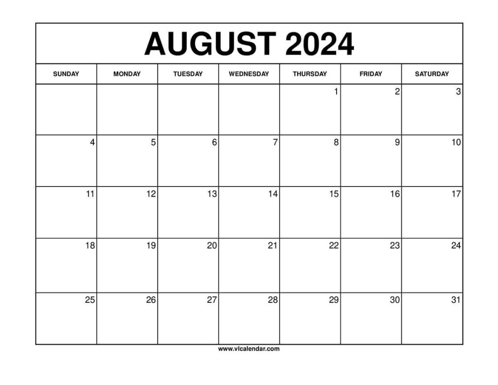 August 2024 Calendar Printable Templates with Holidays