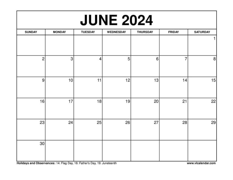 June 2024 Calendar Printable Templates with Holidays