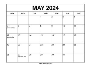 May 2024 Calendar Printable Templates with Holidays