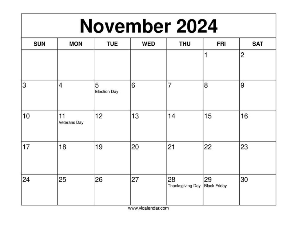 November 2024 Calendar Printable Templates with Holidays