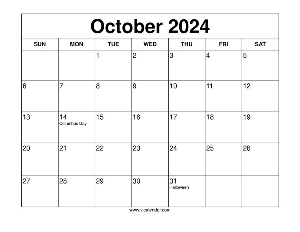 October 2024 Calendar Printable Templates with Holidays