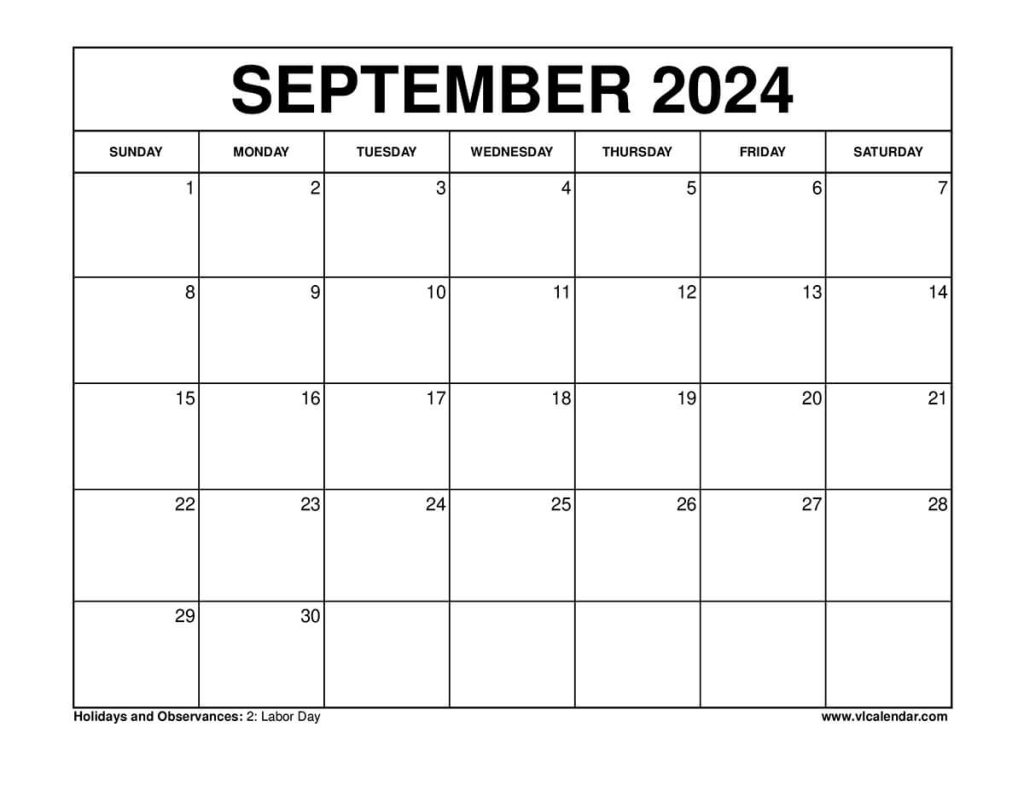 September 2024 Calendar Printable Templates with Holidays