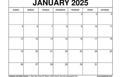 January 2025 Calendar