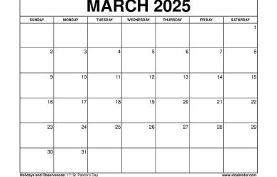 March 2025 Calendar